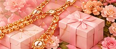 Jewellery and pink gift packaging