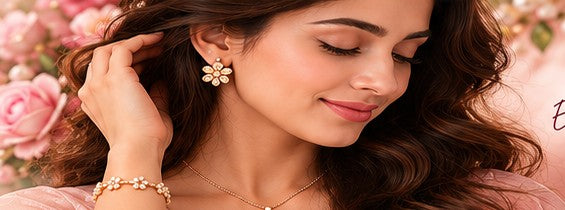 Jewellery styled with a blush pink outfit